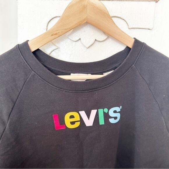 Levi's Black Rainbow Graphic Print Long Sleeve Cotton Blend Sweatshirt Size S - Picture 2 of 6